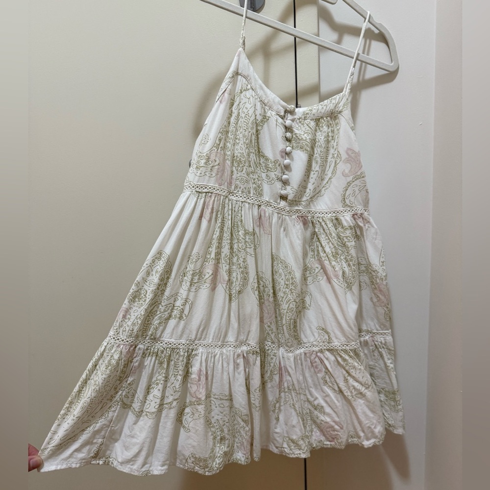 Urban Outfitters Kids Dress in White and Green Paisley